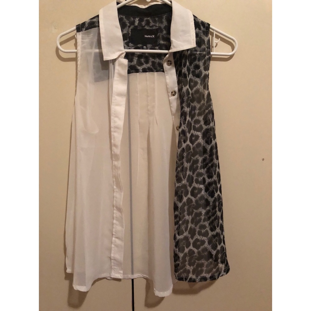 Unique leopard & white blouse tank